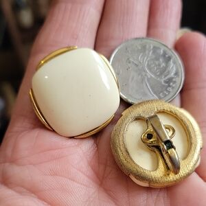 Elegant Cream and Gold Clip-On Earrings